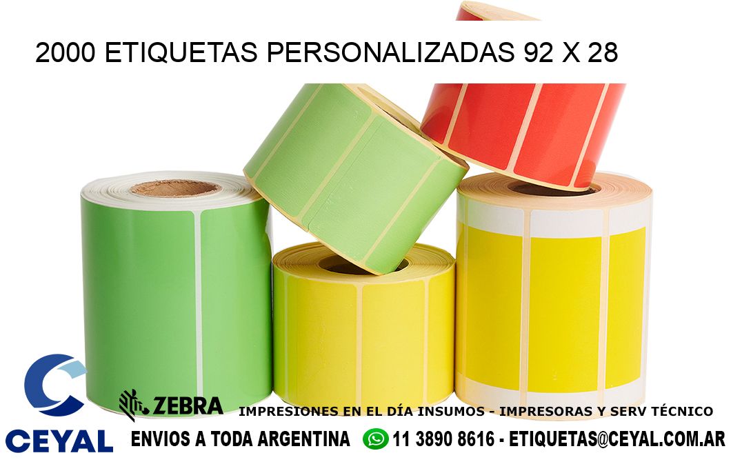 2000 ETIQUETAS PERSONALIZADAS 92 x 28