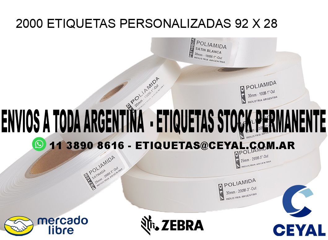 2000 ETIQUETAS PERSONALIZADAS 92 x 28