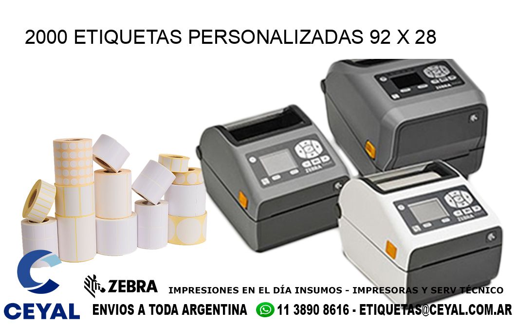 2000 ETIQUETAS PERSONALIZADAS 92 x 28