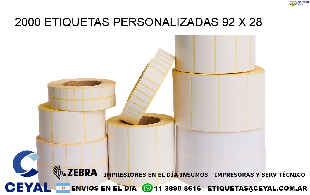 2000 ETIQUETAS PERSONALIZADAS 92 x 28