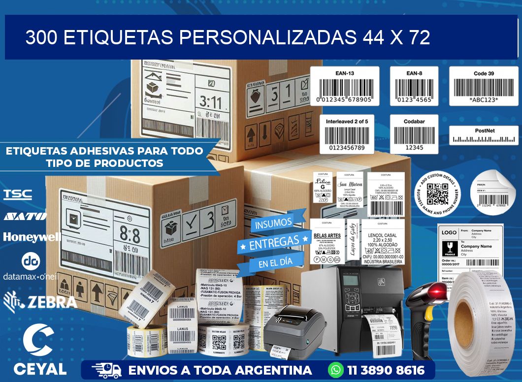 300 ETIQUETAS PERSONALIZADAS 44 x 72