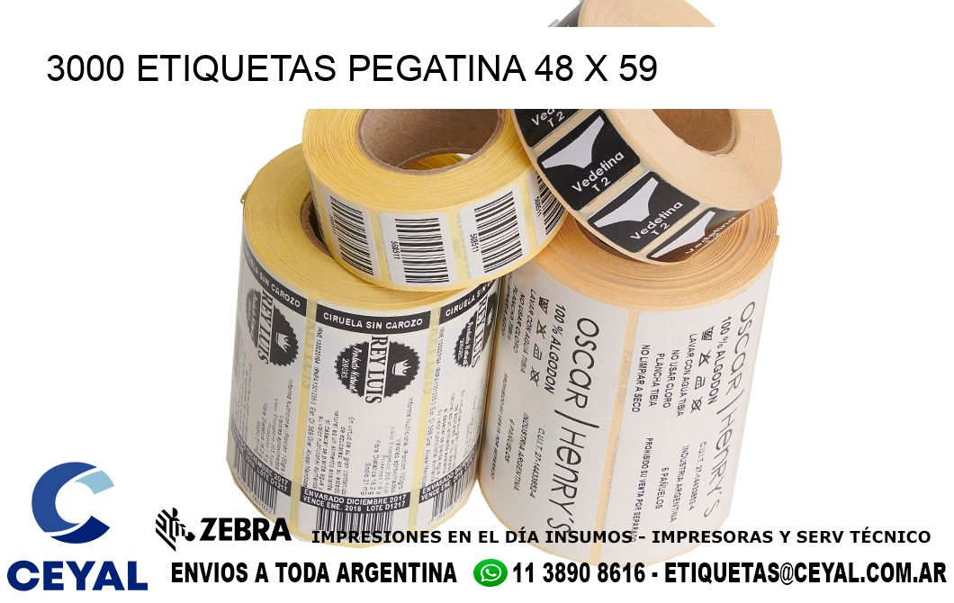3000 ETIQUETAS PEGATINA 48 x 59