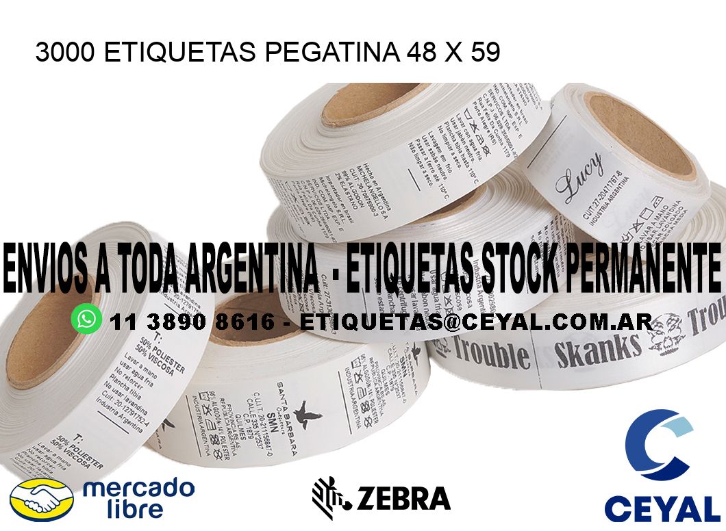 3000 ETIQUETAS PEGATINA 48 x 59