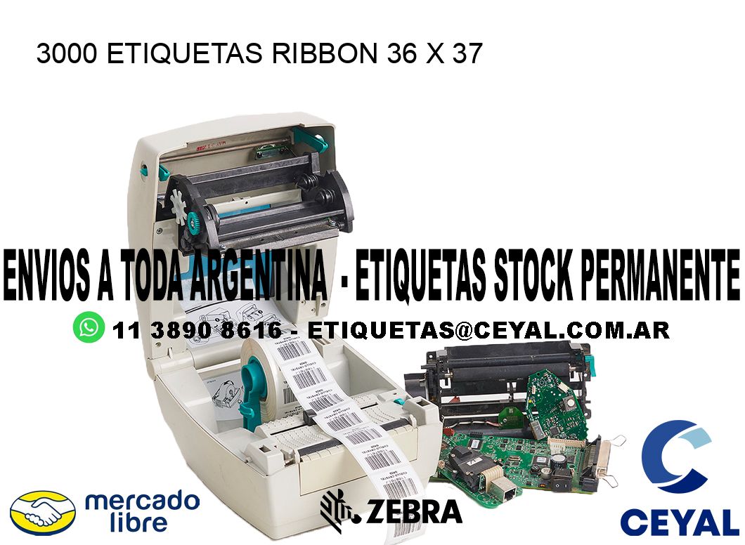 3000 ETIQUETAS RIBBON 36 x 37
