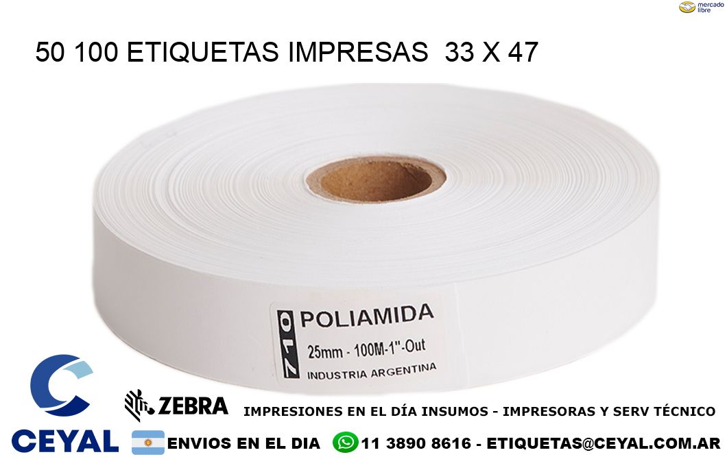 50 100 ETIQUETAS IMPRESAS  33 x 47