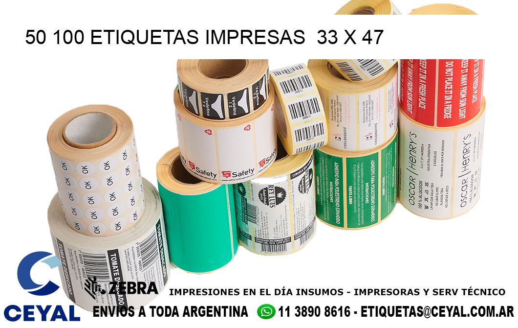 50 100 ETIQUETAS IMPRESAS  33 x 47
