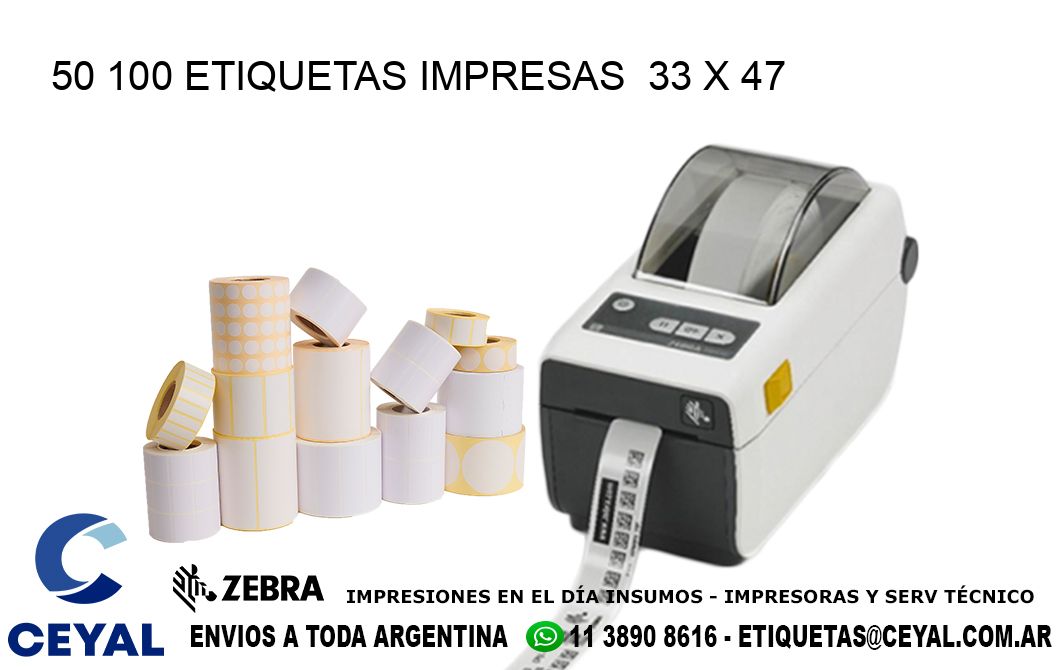 50 100 ETIQUETAS IMPRESAS  33 x 47