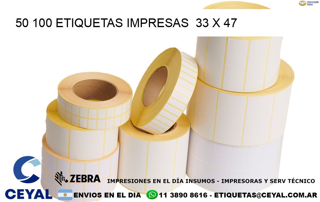 50 100 ETIQUETAS IMPRESAS  33 x 47