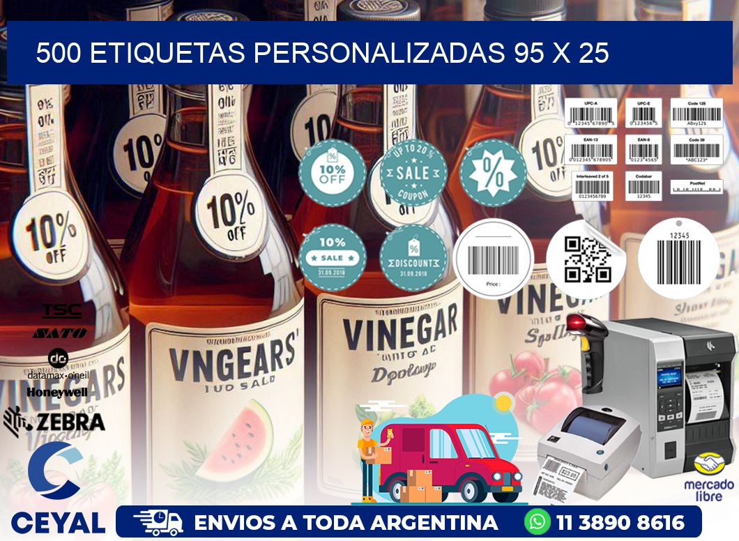 500 ETIQUETAS PERSONALIZADAS 95 x 25