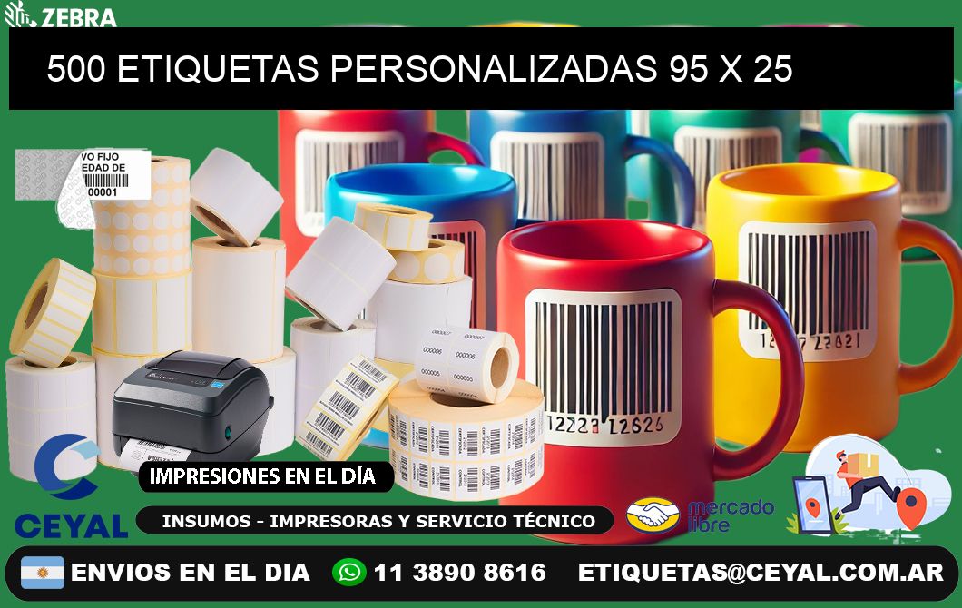 500 ETIQUETAS PERSONALIZADAS 95 x 25