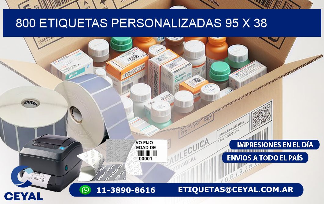 800 ETIQUETAS PERSONALIZADAS 95 x 38