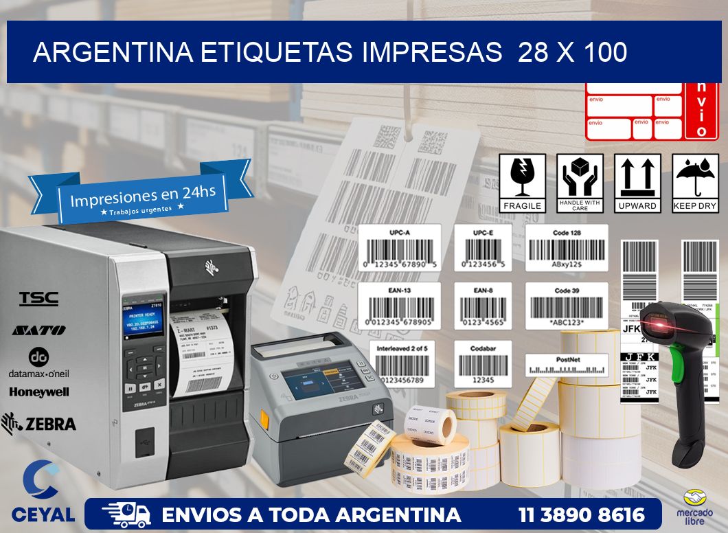 ARGENTINA ETIQUETAS IMPRESAS 28 x 100