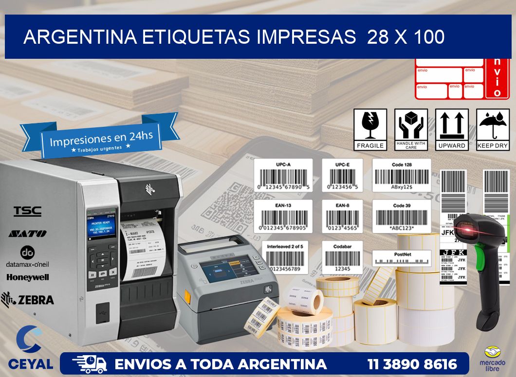 ARGENTINA ETIQUETAS IMPRESAS 28 x 100