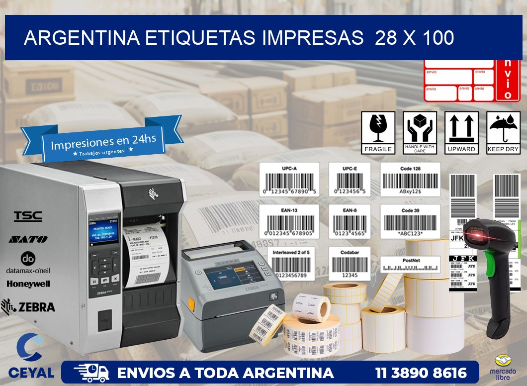 ARGENTINA ETIQUETAS IMPRESAS 28 x 100