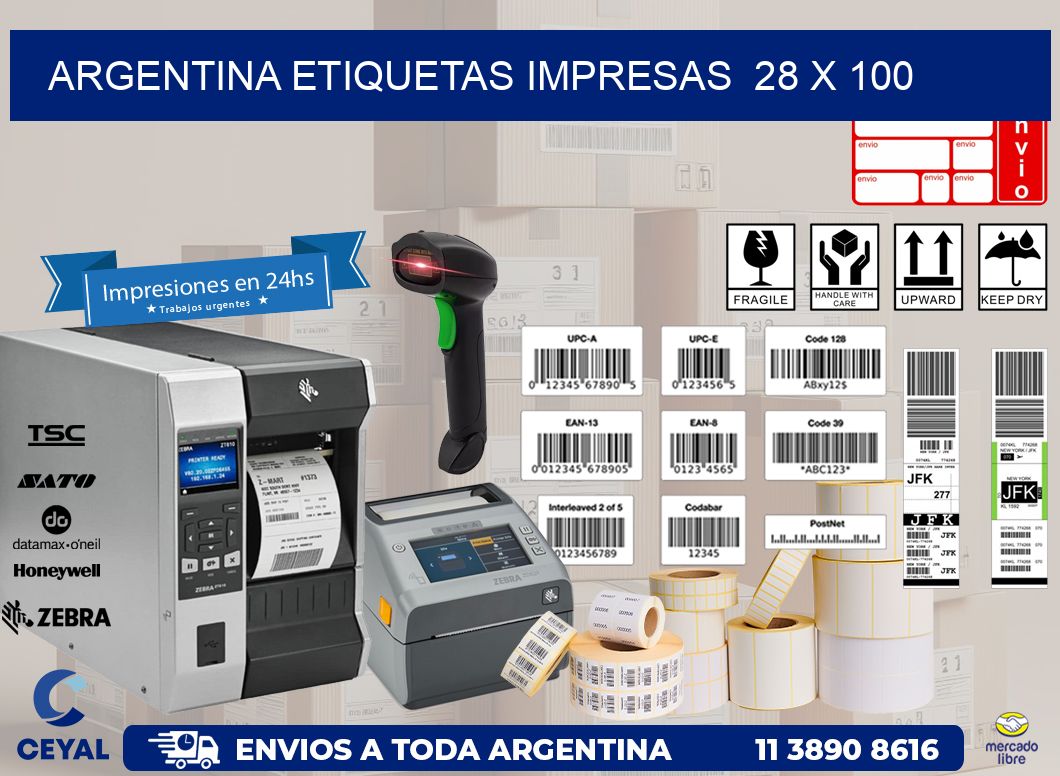 ARGENTINA ETIQUETAS IMPRESAS 28 x 100