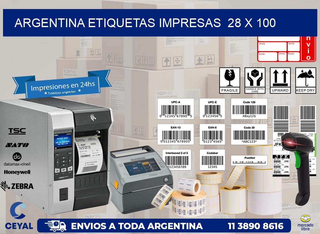 ARGENTINA ETIQUETAS IMPRESAS 28 x 100