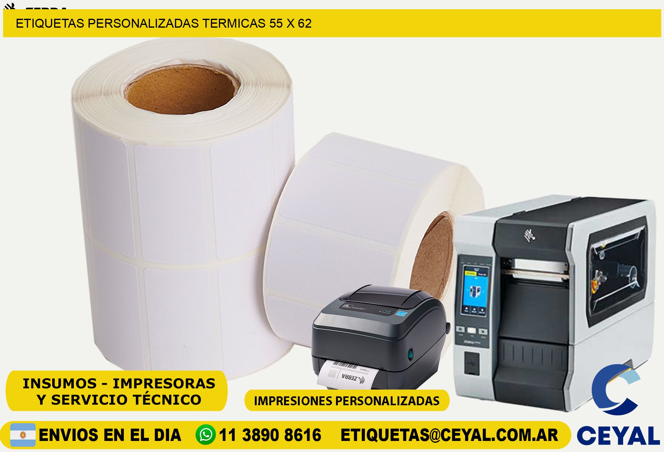 ETIQUETAS PERSONALIZADAS TERMICAS 55 x 62