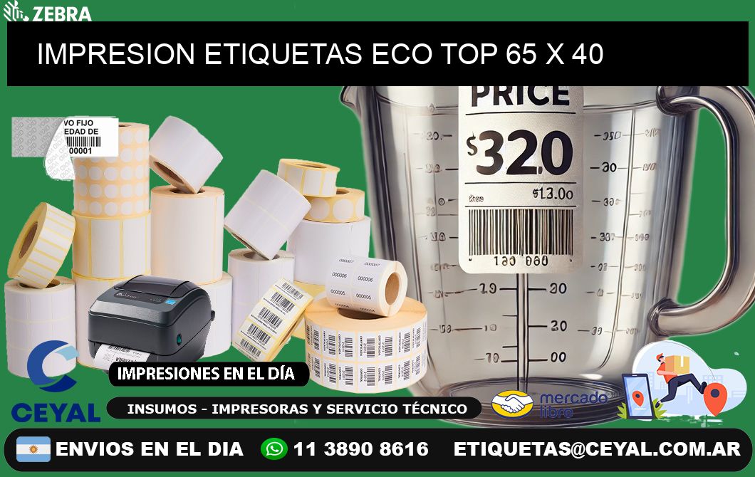 IMPRESION ETIQUETAS ECO TOP 65 x 40