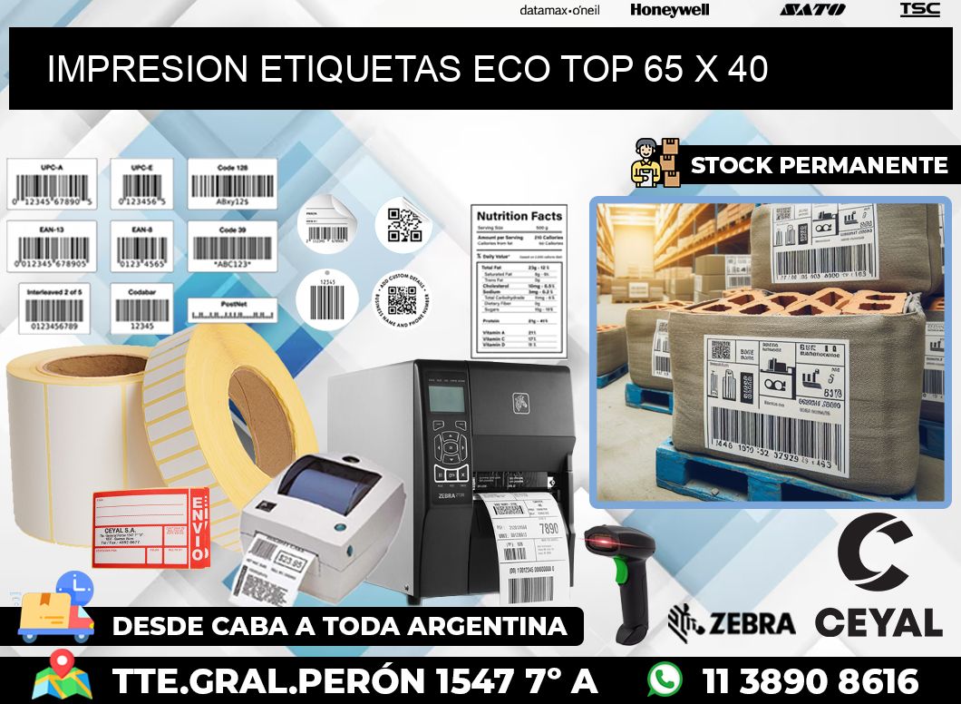 IMPRESION ETIQUETAS ECO TOP 65 x 40