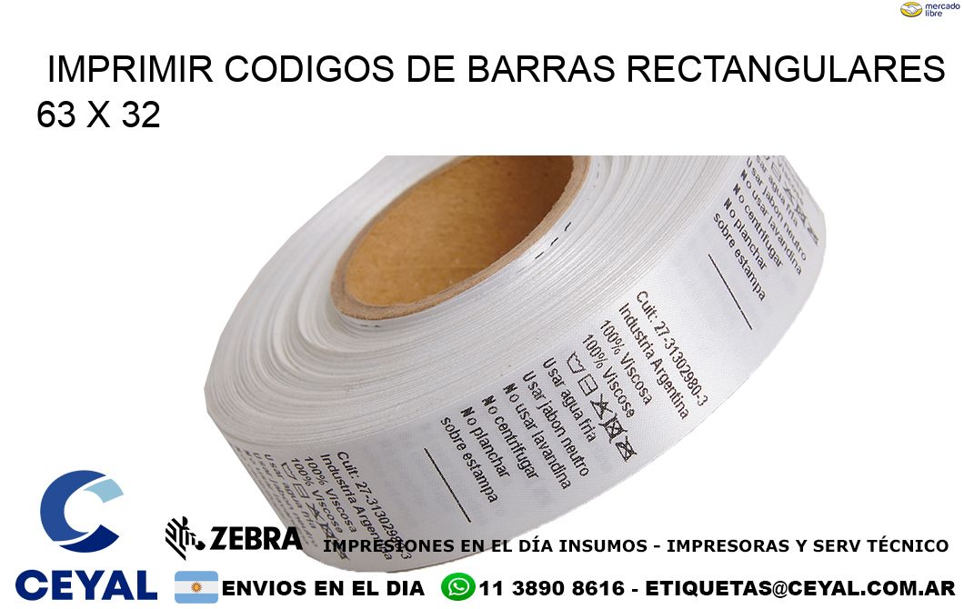 IMPRIMIR CODIGOS DE BARRAS RECTANGULARES 63 x 32