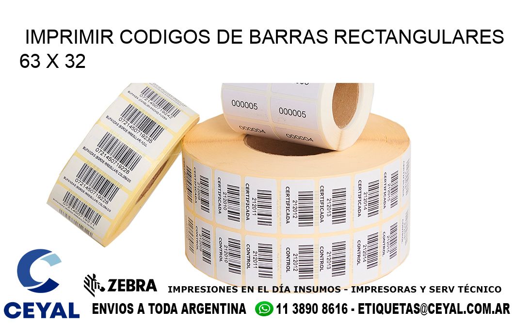 IMPRIMIR CODIGOS DE BARRAS RECTANGULARES 63 x 32