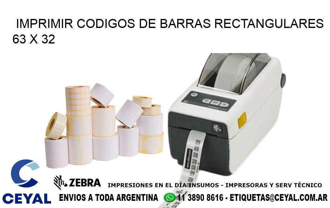 IMPRIMIR CODIGOS DE BARRAS RECTANGULARES 63 x 32