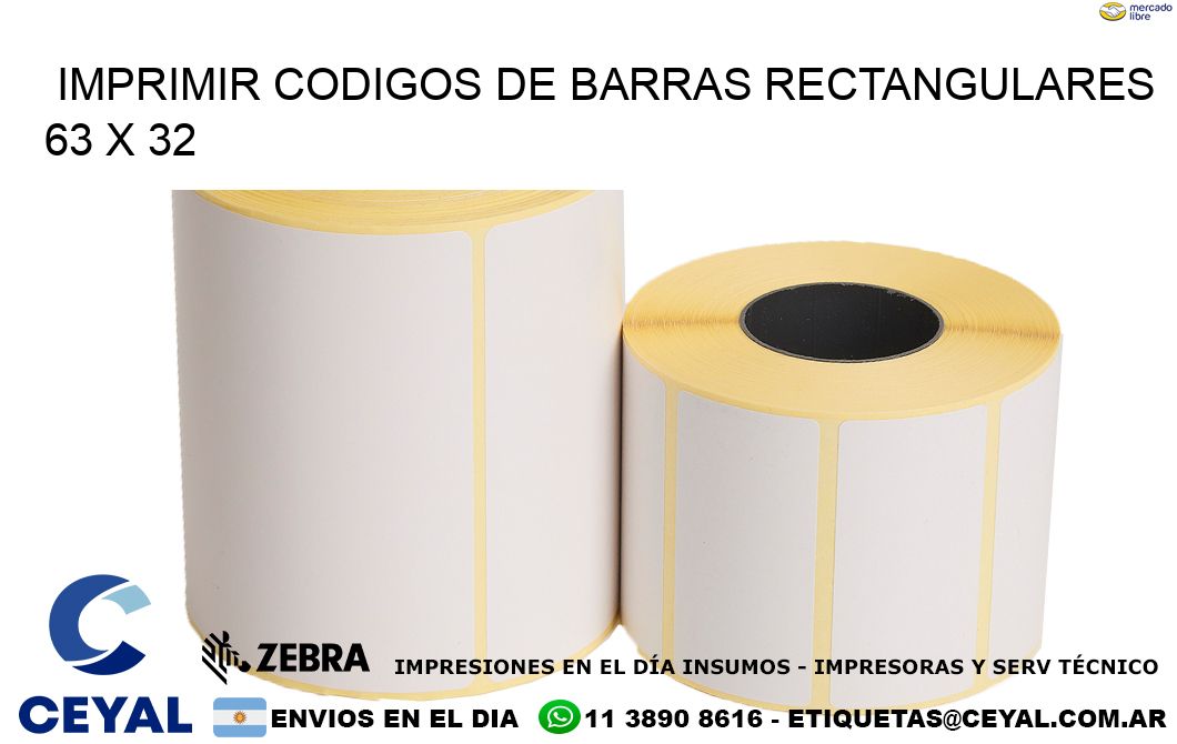 IMPRIMIR CODIGOS DE BARRAS RECTANGULARES 63 x 32