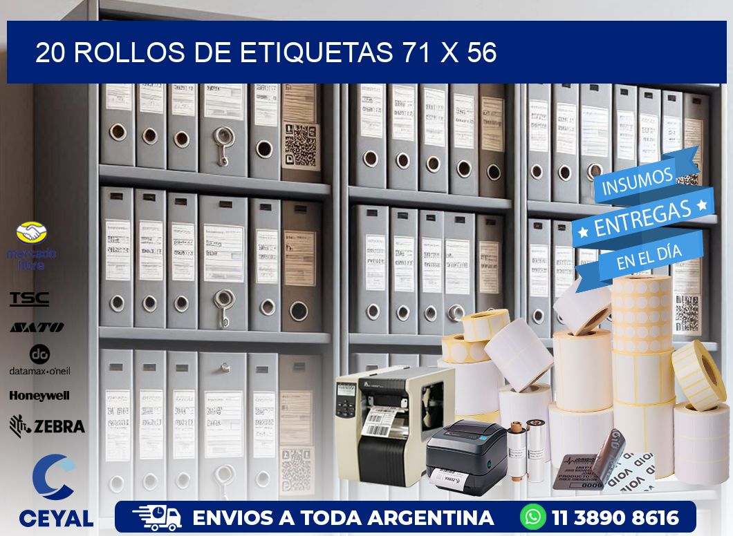 20 ROLLOS DE ETIQUETAS 71 x 56