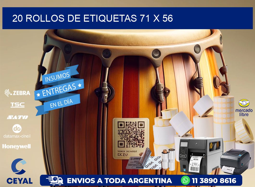 20 ROLLOS DE ETIQUETAS 71 x 56