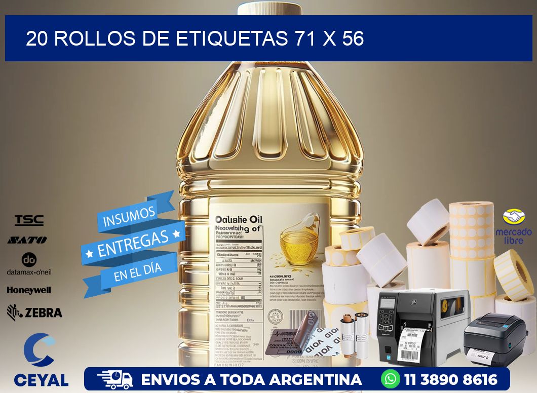 20 ROLLOS DE ETIQUETAS 71 x 56