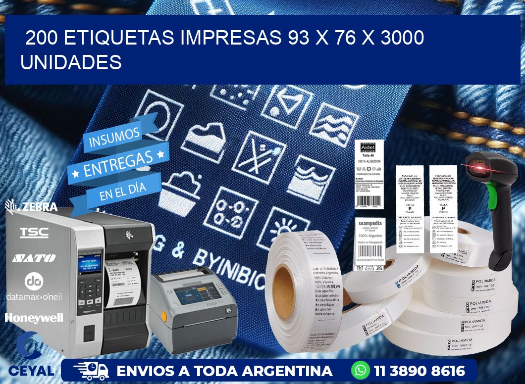 200 ETIQUETAS IMPRESAS 93 x 76 X 3000 UNIDADES