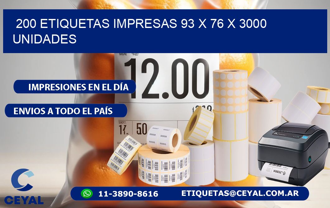 200 ETIQUETAS IMPRESAS 93 x 76 X 3000 UNIDADES