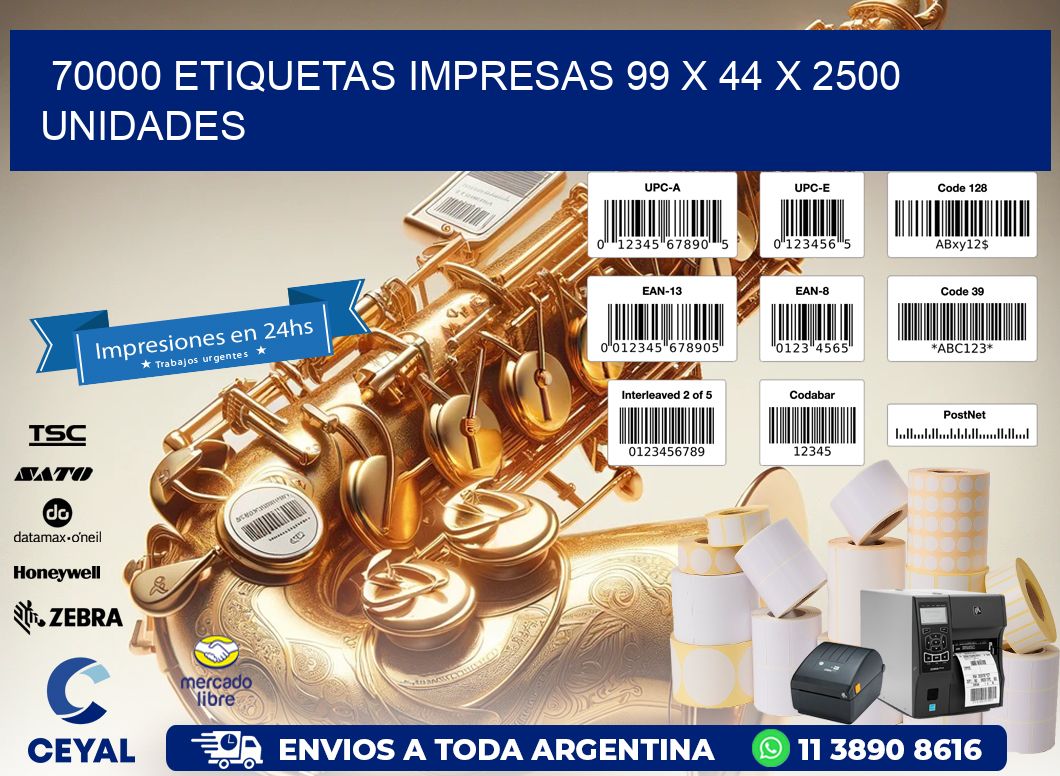 70000 ETIQUETAS IMPRESAS 99 x 44 X 2500 UNIDADES