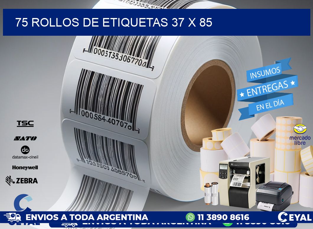 75 ROLLOS DE ETIQUETAS 37 x 85