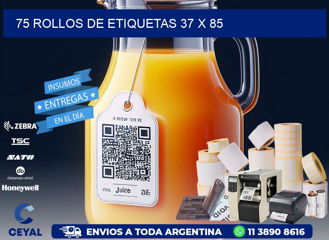 75 ROLLOS DE ETIQUETAS 37 x 85
