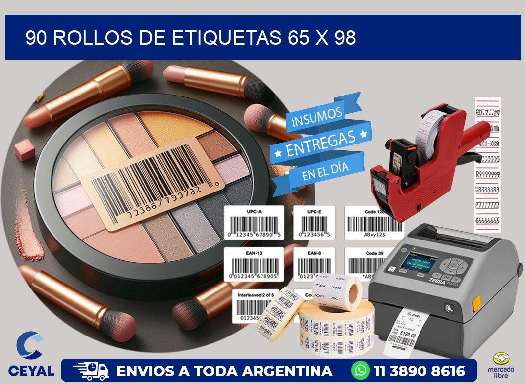 90 ROLLOS DE ETIQUETAS 65 x 98