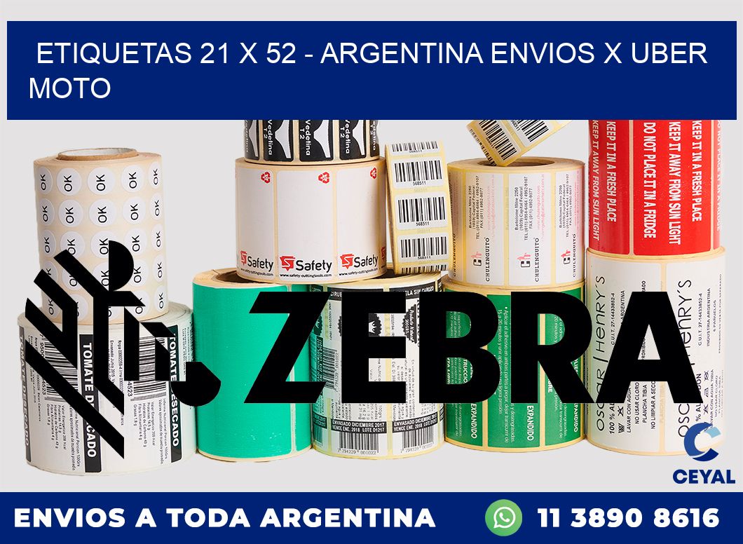 ETIQUETAS 21 x 52 - ARGENTINA ENVIOS X UBER MOTO