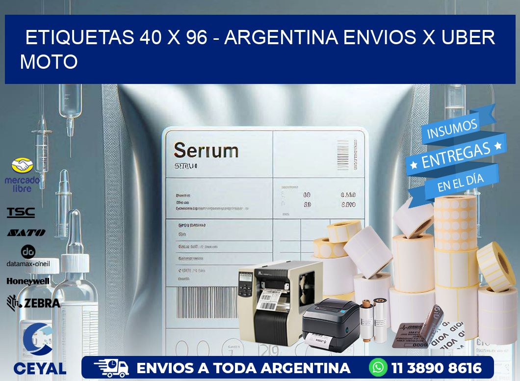 ETIQUETAS 40 x 96 - ARGENTINA ENVIOS X UBER MOTO