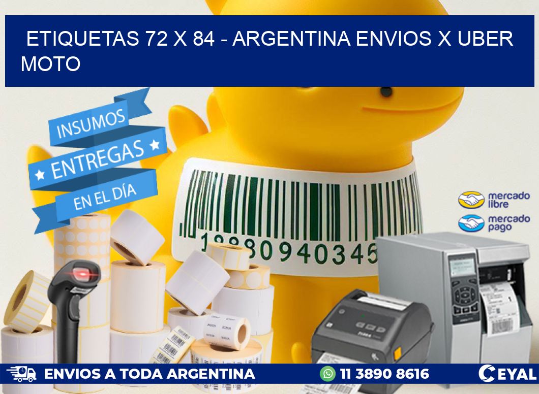 ETIQUETAS 72 x 84 - ARGENTINA ENVIOS X UBER MOTO