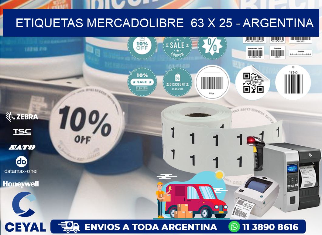 ETIQUETAS MERCADOLIBRE  63 x 25 - ARGENTINA