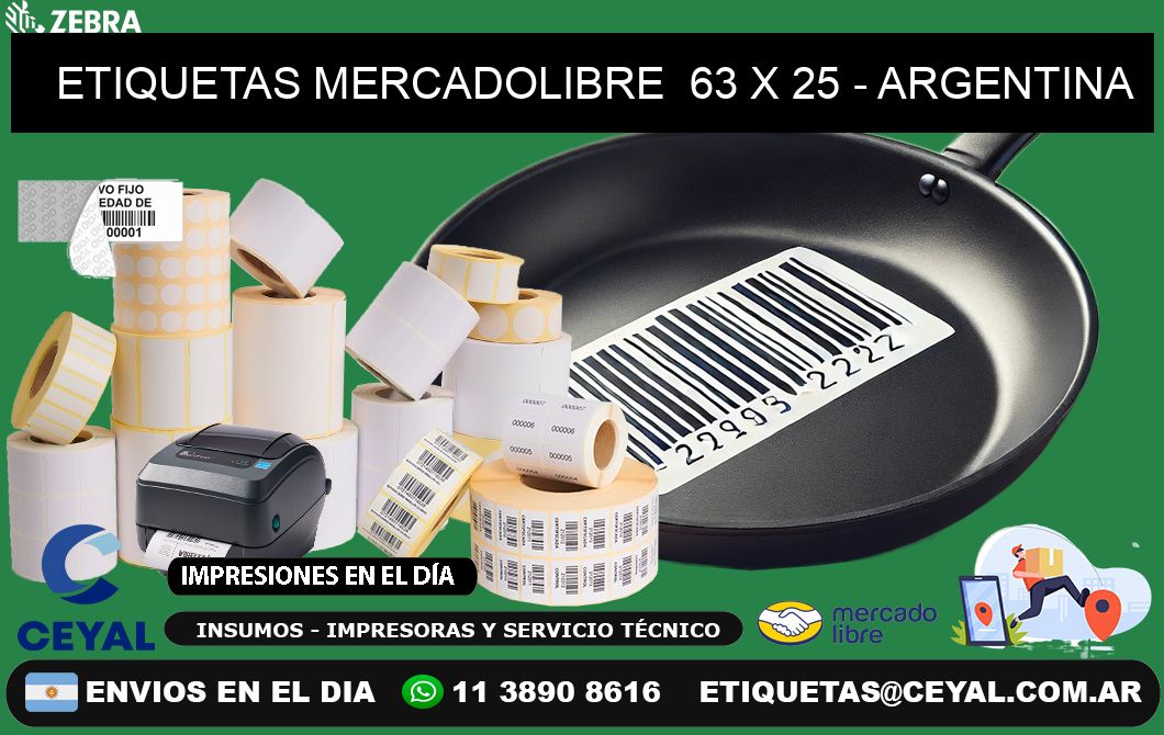 ETIQUETAS MERCADOLIBRE  63 x 25 - ARGENTINA