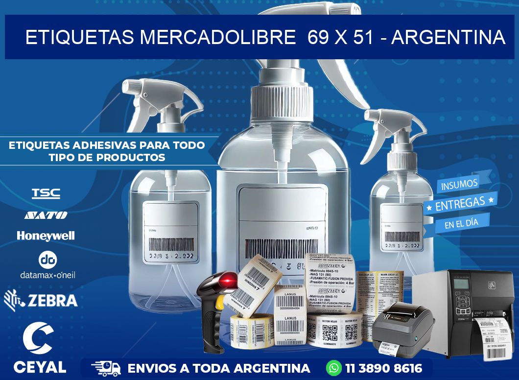 ETIQUETAS MERCADOLIBRE  69 x 51 - ARGENTINA