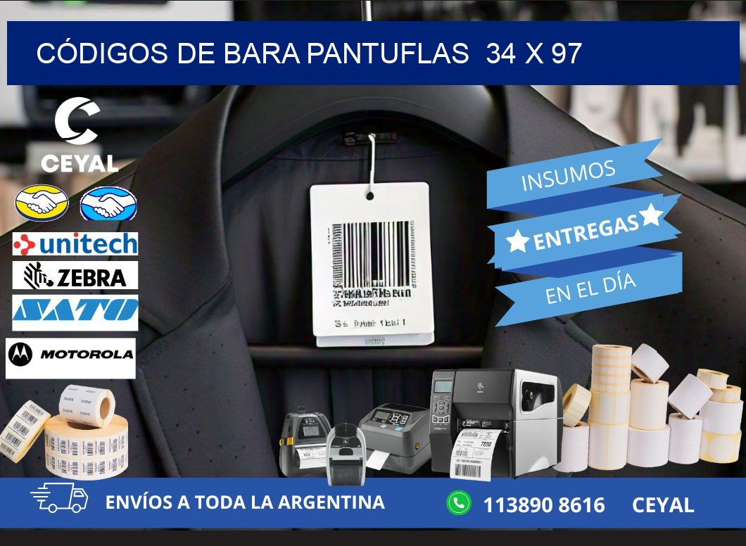 CÓDIGOS DE BARA PANTUFLAS  34 x 97