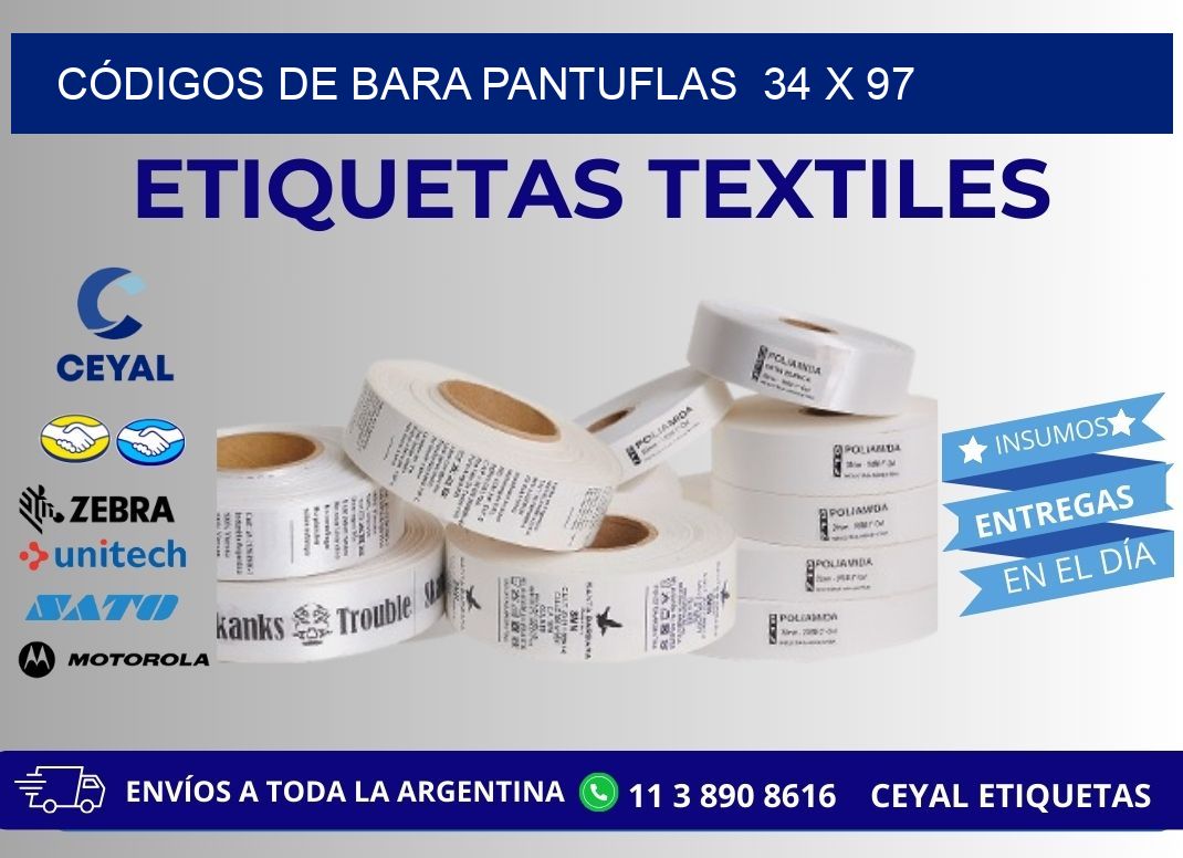 CÓDIGOS DE BARA PANTUFLAS  34 x 97