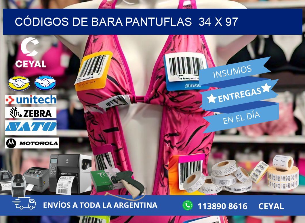 CÓDIGOS DE BARA PANTUFLAS  34 x 97