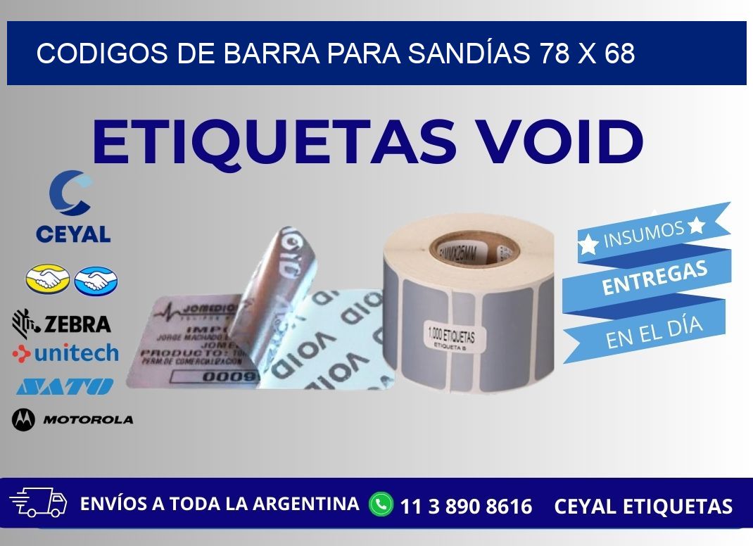 CODIGOS DE BARRA PARA SANDÍAS 78 x 68