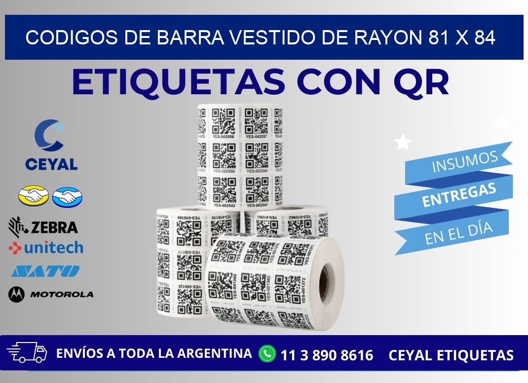 CODIGOS DE BARRA VESTIDO DE RAYON 81 x 84
