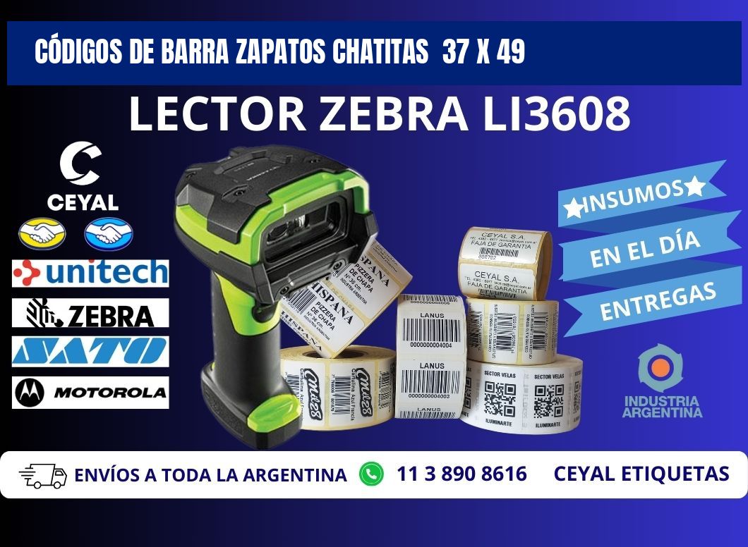 CÓDIGOS DE BARRA ZAPATOS CHATITAS 37 x 49