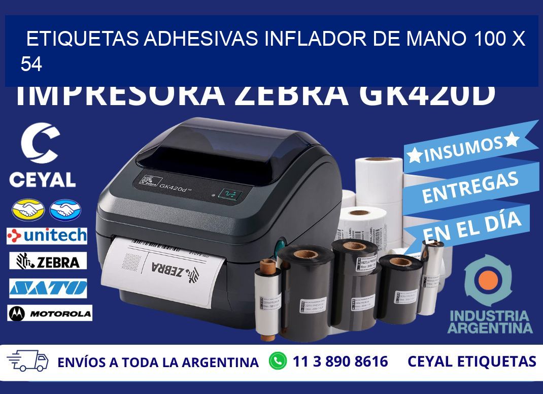 ETIQUETAS ADHESIVAS INFLADOR DE MANO 100 x 54