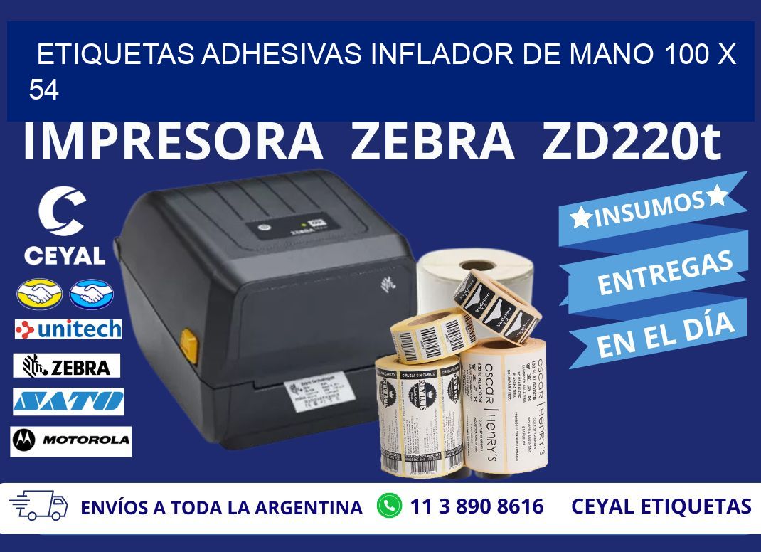ETIQUETAS ADHESIVAS INFLADOR DE MANO 100 x 54